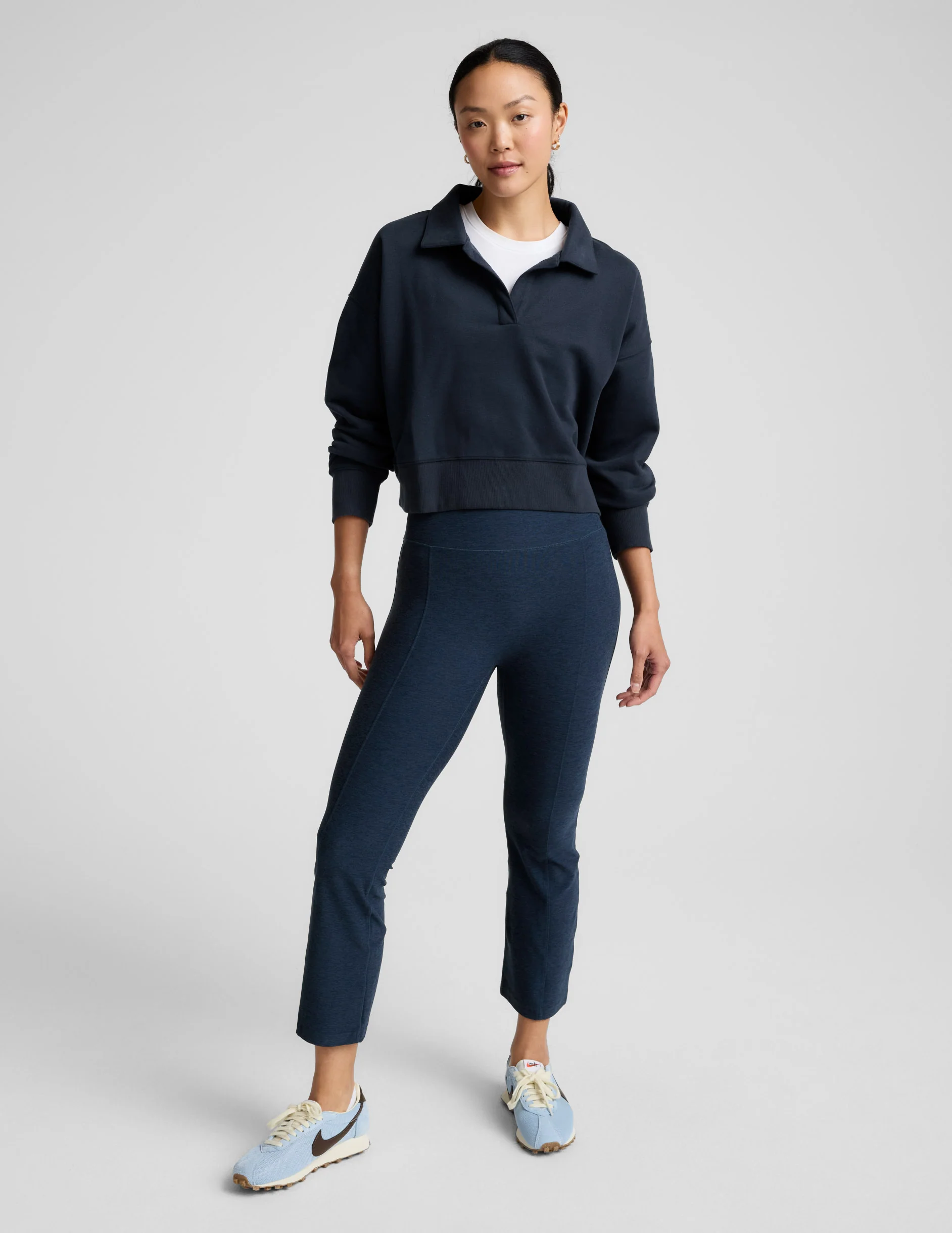 Spacedye Pintuck Kick Flare High Waisted Pant